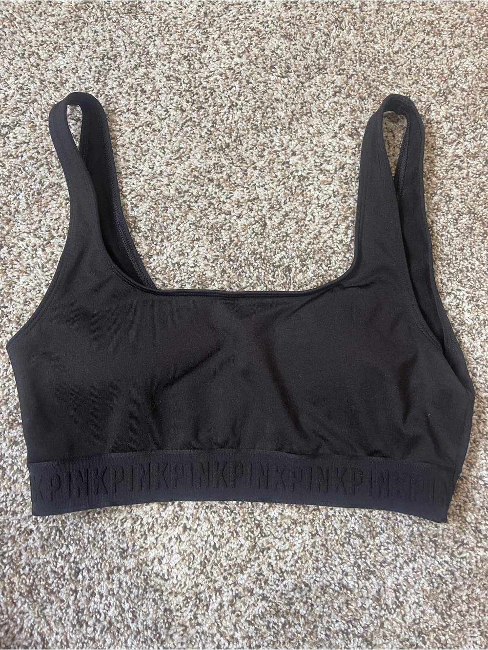 PINK Victoria's Secret Black Scoop Bralette with Logo Band